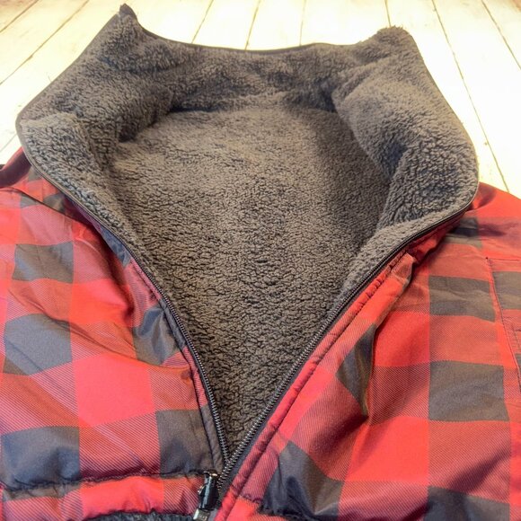 Buffalo David Bitton Puffer Vest Women's Size L Plaid Reversible Fleece Zip - Picture 8 of 9